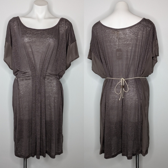 Covet Dresses & Skirts - NWT Covet clay grey sheer linen tie back cover up comfortable lounge dress XL